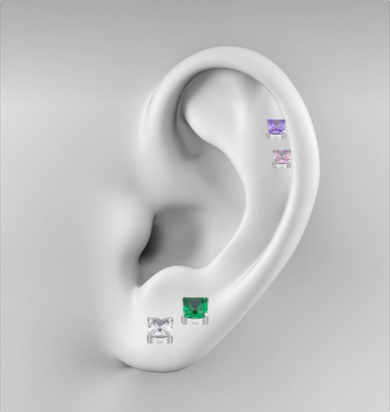 Labret Aufsatz Zirkonia Stein Quadratschliff – Bild 2