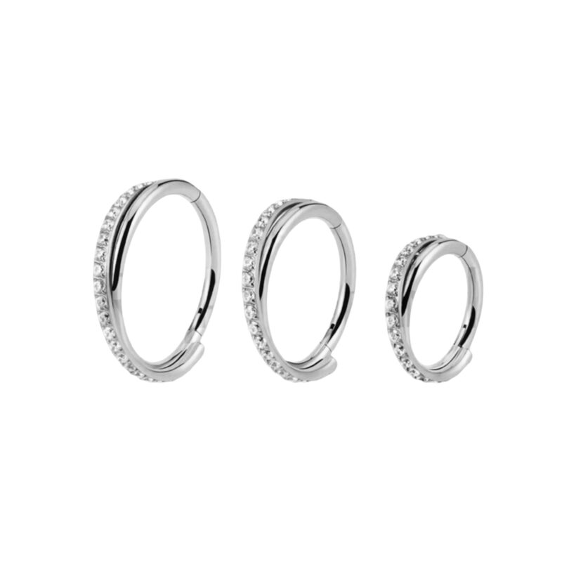 Titan Doppelclicker Ring mit Zirkonia Stein Besatz