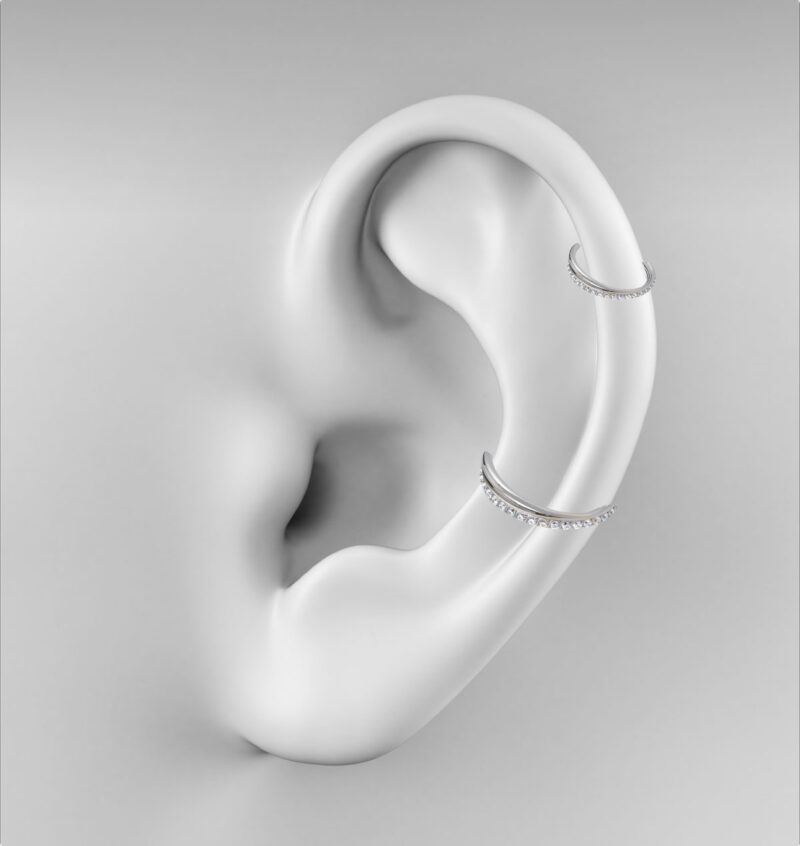 Titan Doppelclicker Ring mit Zirkonia Stein Besatz – Bild 3