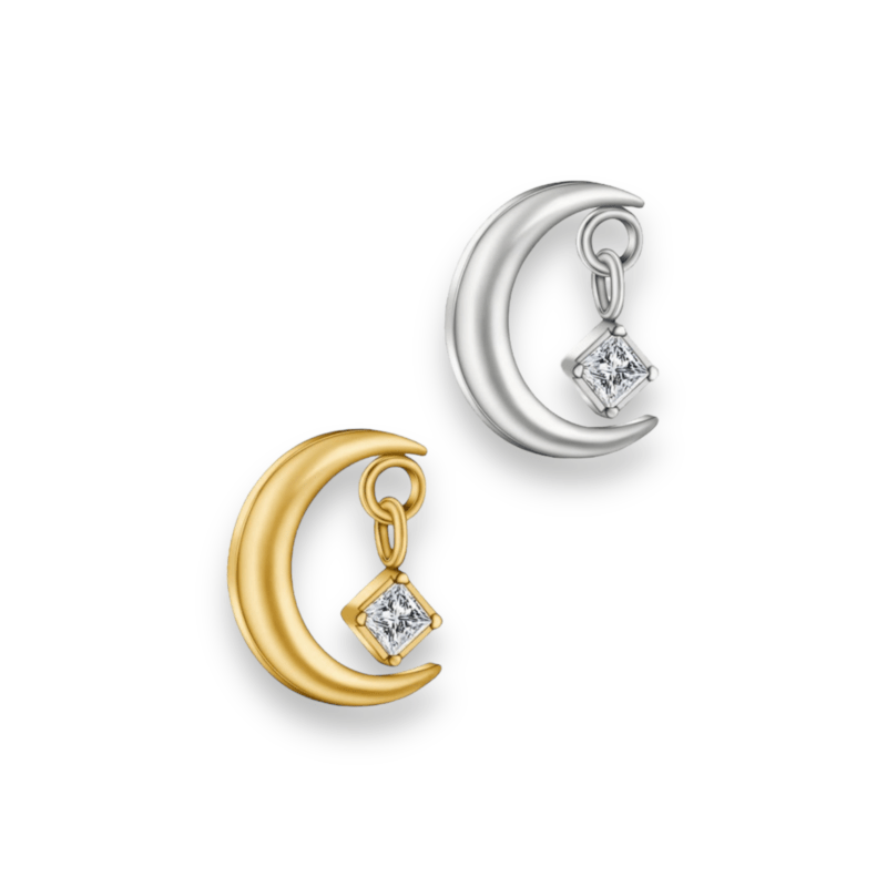Labret Aufsatz Mond mit hängendem Stein