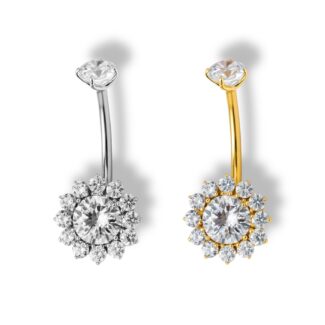 Bauchnabelstecker 15 Zirkonia Steinen Blume
