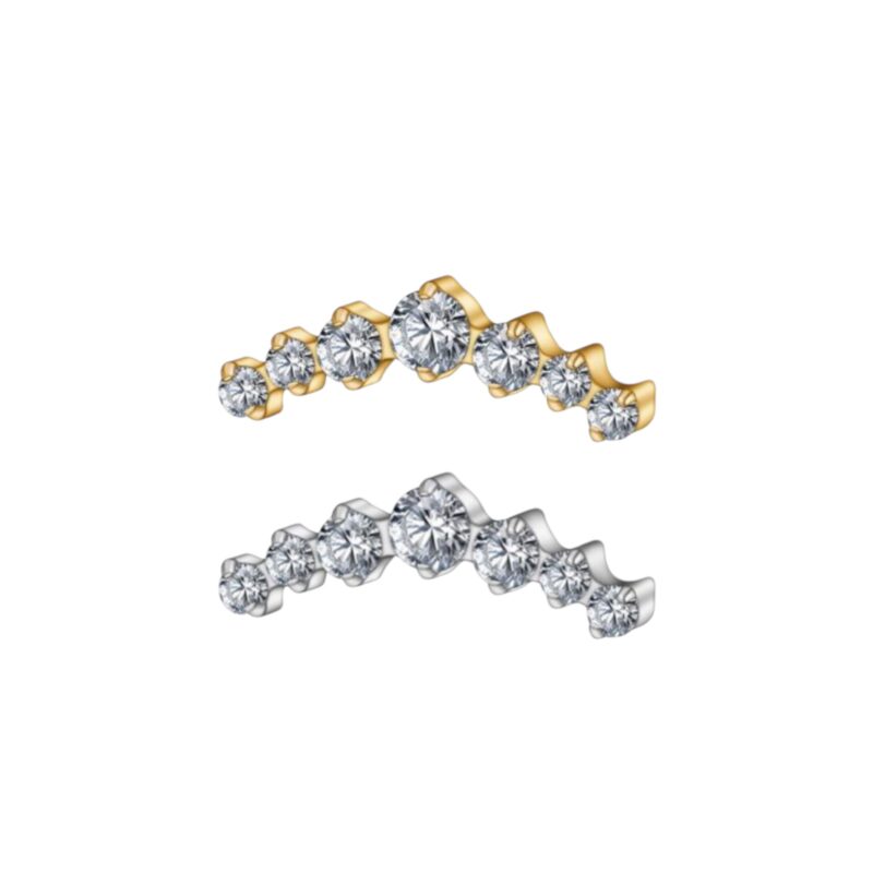 Labret Aufsatz Bogen mit 7 Zirkonia Steinen Rundschliff