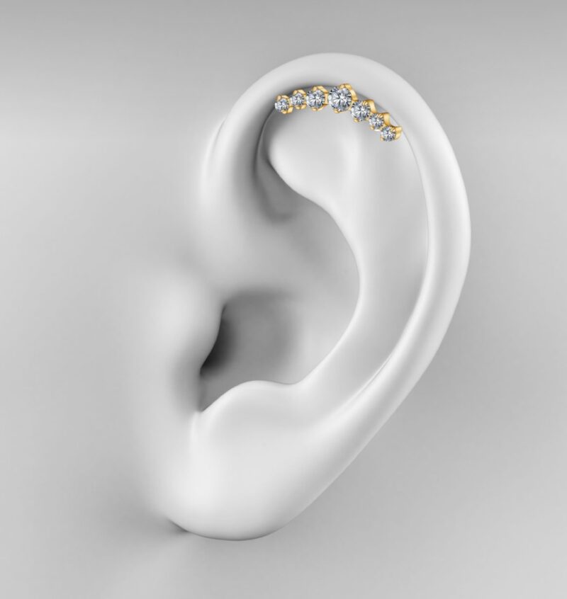 Labret Aufsatz Bogen mit 7 Zirkonia Steinen Rundschliff – Bild 2