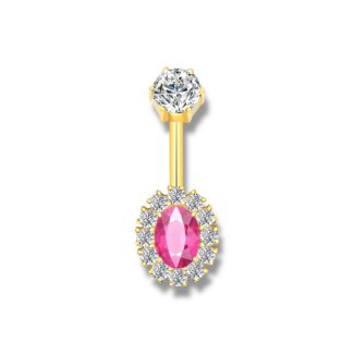 LCP UNIQUE LINE Bauchnabelstecker mit pinkfarbenen ovalschliff Kristall