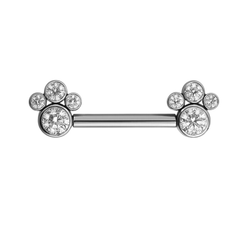 Brustwarzen Barbell mit 8 gefassten Zirkoniasteinen