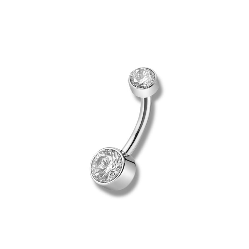 Bauchnabelstecker flach mit zwei Zirkonisteinen