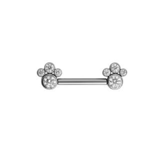 Brustwarzen Barbell mit 8 gefassten Zirkoniasteinen