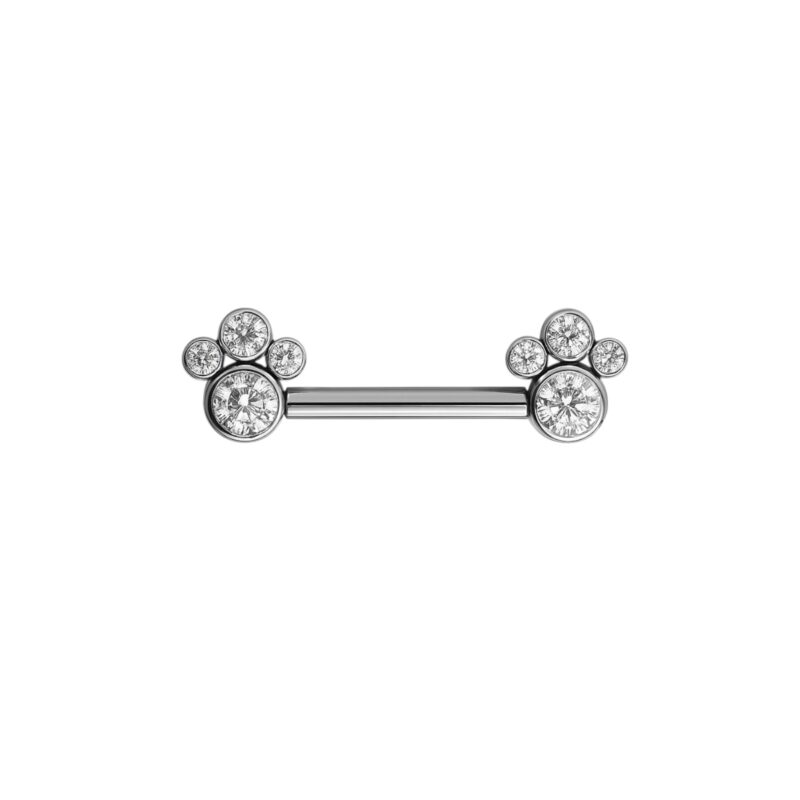 Brustwarzen Barbell mit 8 gefassten Zirkoniasteinen